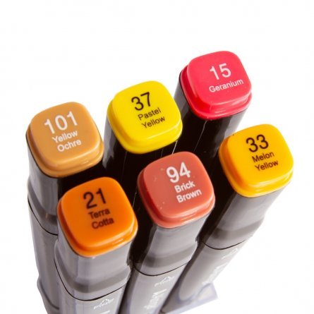 Набор двухсторонних скетчмаркеров Alingar, 6 цветов, осенние краски, пулевидный/клиновидный 1-6 мм, спиртовая основа, ПВХ упаковка фото 3