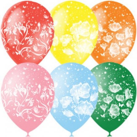 Воздушные шары М12"/30 см Пастель+Декоратор (раст) 5 ст. рис "Фантазия" 25  шт.  шар латекс фото 1