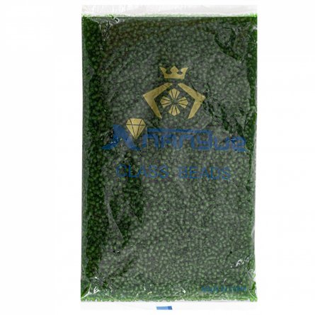 Бисер Alingar размер №8 вес 450 гр., зеленый матовый, прозрачный, пакет фото 1