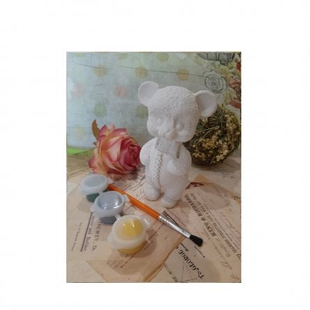 Гипсовая фигурка для раскрашивания красками, 9 см, с кистью и красками, пакет с европодвесом, "Мышонок" фото 1