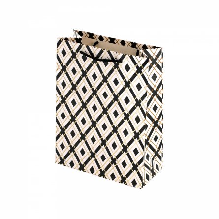 Пакет подарочный бумажный Alingar, (М) 18х24х8,5 см, "Черно-белый паттерн", ламинация, тиснение фольга (4 дизайна в коробе) фото 3