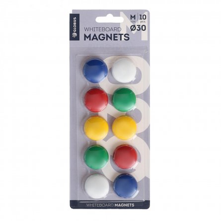 Магниты для доски GLOBUS, 30 мм, 10 шт в наборе, цветные фото 1
