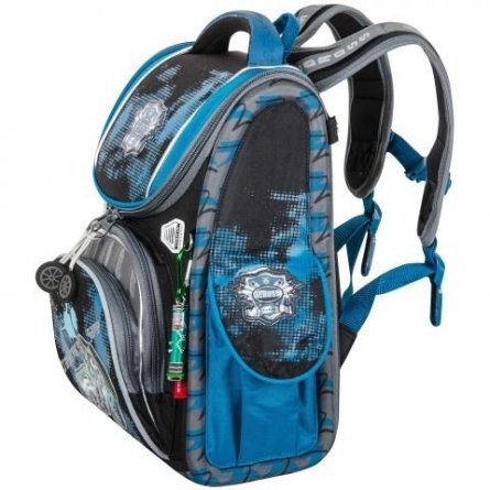 Рюкзак Across, школьный,  с мешком д/обуви, черный-синий, 29х37х14 см фото 3