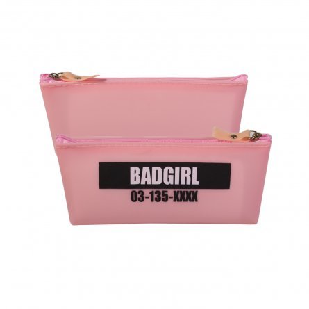Пенал - косметичка, Alingar, силикон, молния, 190х80х35 мм, "Bad girl", розовый фото 1