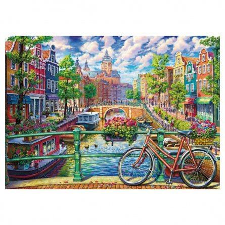 Алмазная мозаика Рыжий кот, без подрамника, на картоне, с частичным заполнением, (матов.), 30х40 см, 32 цвета, "Улочка в Амстердаме" фото 1