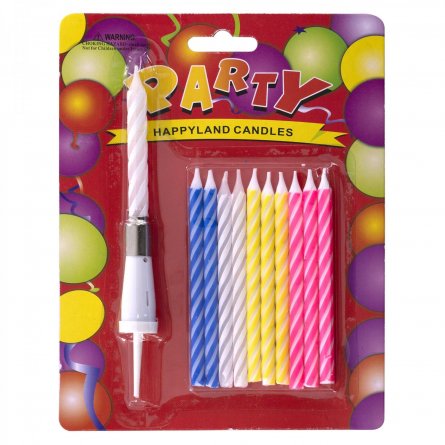 Набор свечей для торта Alingar, 14 см, 9 см - 10 шт.+ музыкальная 1 шт. - 14 см фото 1