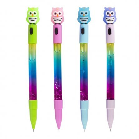 Ручка гелевая Alingar "Сова", с подсветкой, 0,5 мм, синяя, игольчатый наконечник, цветной пластиковый корпус фото 2