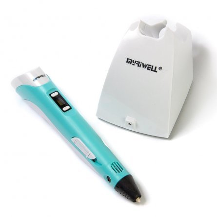 Ручка 3D Myriwell RP200B, пластик PCL/PLA - 3 цвета, голубая, картонная упаковка фото 2