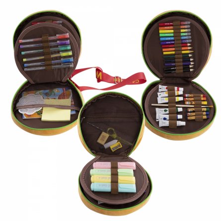 Набор для творчества "Гамбургер",кругл.,60 шт.(каранд.,фломаст,мелки,краски),с ремешком фото 3