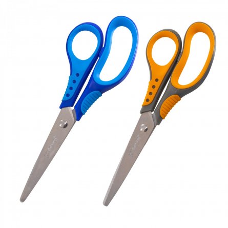 Ножницы канцелярские, Yalong, 17 см., "Эргономик", серо-оранжевые, прорезиненные ручки,  европодвес фото 4