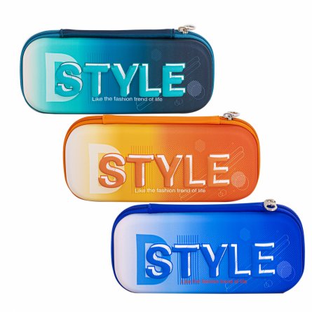 Пенал - косметичка Alingar, EVA, молния, 1 откидная планка, карман сетка, объемный рисунок, 80 х 210 мм, "STYLE", микс (бирюзовый, оранж, синий) фото 1