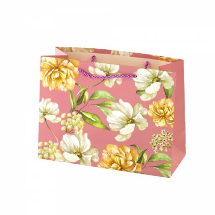Пакет подарочный бумажный Alingar, (L+) 26х32х11 см, горизонтальный,  "Цветы", матов. ламинация, ассорти фото 4