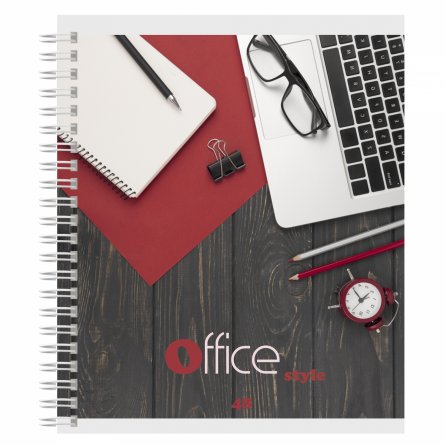 Тетрадь А5 48л., клетка, Alingar, гребень, блок офсет, мелованный картон (стандарт), "Office style", 4 дизайна в пленке т/у фото 5