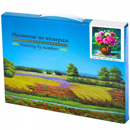 Картина по номерам Alingar, холст на подрамнике, 40х50 см, 22 цвета, с акриловыми красками, "Цветы в вазе на столе  " фото 2
