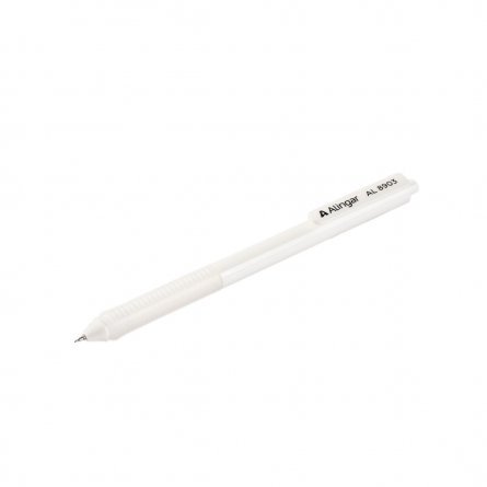 Ручка гелевая Alingar, "Exams", 0,5 мм, черная, автоматическая, игольчатый наконечник, резиновый грип, круглый белый пластиковый корпус, картон.упак фото 2