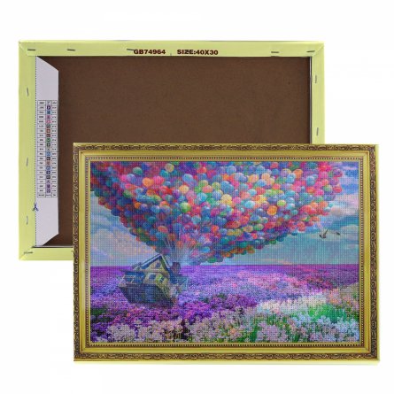 Алмазная мозаика Alingar, на подрамнике, с полным заполнением, (матов.) дизайн рамка, 30х40 см, 20 цветов, "Воздушные шары" фото 4