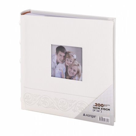 Фотоальбом, Alingar, 21,5 х 22,5 х 5 см, "Family", 50 листов, белый, для 200 фото формата 10х15 см, текстура холст, поля для текста, картонная коробка фото 3