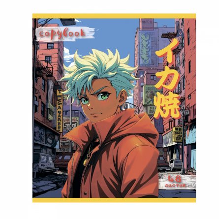 Тетрадь 48л, А5, клетка, Alingar, "Anime for Teens", скрепка,мелованный картон (стандарт), выб УФ лак,  блок офсет, 5 дизайнов в пленке т/у фото 3
