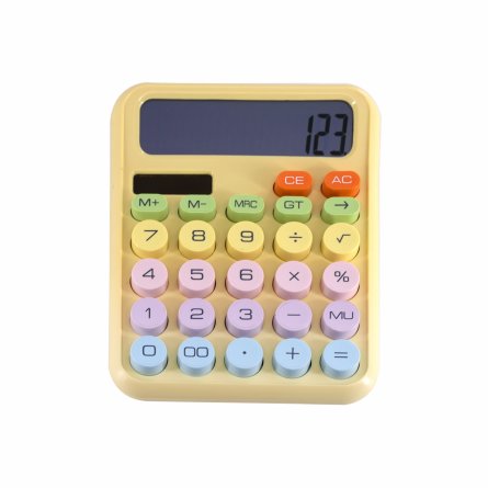 Калькулятор Alingar 12 разрядов, 158*125*18 мм, двойное питание, желтый, ААА батарея не комплекте фото 1