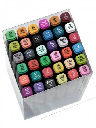 Набор двухсторонних скетчмаркеров Alingar, 36 цвета, базовые цвета, пулевидный/клиновидный 1-6 мм, спиртовая основа, ПВХ упаковка фото 2