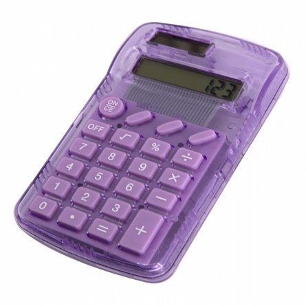 Калькулятор Alingar 8 разрядов, 110*70*10 мм, двойное питание, фиолетовый, батарея в комплекте, европодвес фото 2