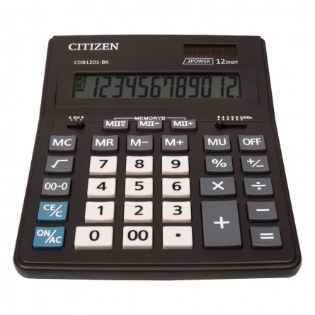 Калькулятор CITIZEN 12 разрядов, двойное питание, 155*205*35 мм, черный, "CDB1201-BK" фото 1