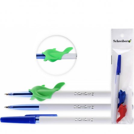 Ручка-самоучка шариковая TUKZAR, 0,7 мм, синяя, ( в наборе 2 рыбки тренажер), круглый, белый, пластиковый корпус, пакет с европодвесом фото 1
