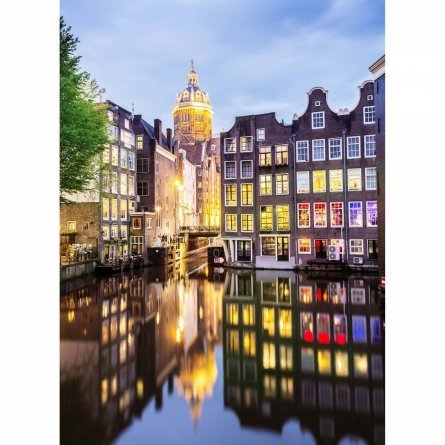 Картина по номерам Рыжий кот, 40х50 см, с акриловыми красками, холст, "Ночной Амстердам" фото 1