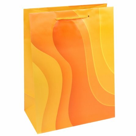 Пакет подарочный Миленд, 32,4*44,5*10,2см, матовая ламинация  "Стильные желтые волны" фото 1