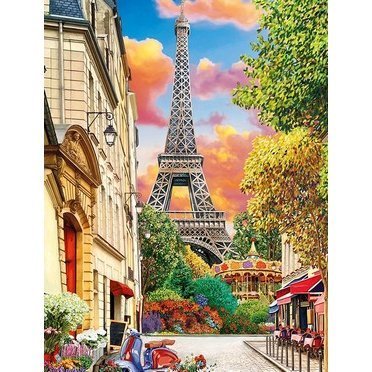 Картина по номерам Рыжий кот, 17х22 см, с акриловыми красками, холст, "Весенний романтический Париж на закате" фото 1