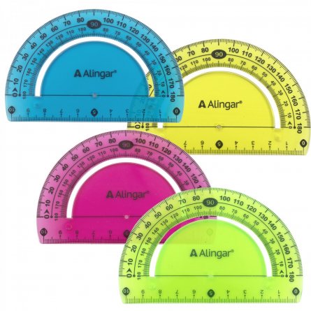Транспортир Alingar, 180 градусов, пластиковый, гибкий, цвета ассорти, пакет ПВХ с европодвесом фото 1