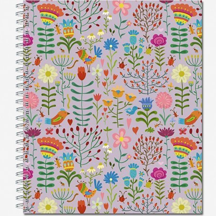Тетрадь 60л., А5, клетка, Полином "Floral meadow", гребень, мелованный картон, выборочный уф-лак, 4 дизайна фото 1