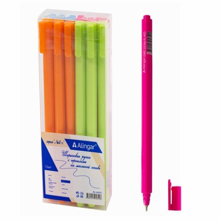 Ручка шариковая Alingar "NELI-C", 0,7 мм, синяя, игольчатый наконечник, круглый, цветной, пластиковый корпус, пластиковая упаковка фото 1