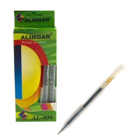 Ручка гелевая Alingar, 0,5 мм, зеленая, игольчатый наконечник, резиновый грип, круглый, прозрачный, пластиковый корпус, в уп. 12 шт., картонная упак. фото 3