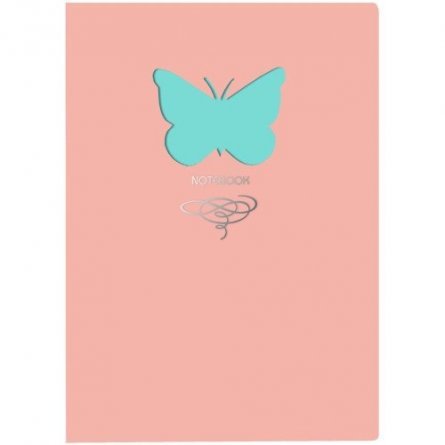 Книга для записей А5, 80л."Butterfly.Розовый "Иск.кожа интегр, фиг,выруб.обл.тисн.фольг.сереб.линия фото 1