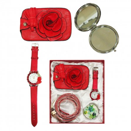 Подарочный набор: ремень, зеркальце, часы, кошелек. фото 1