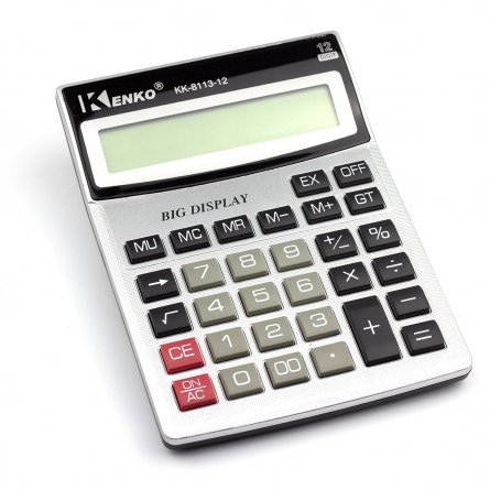 Калькулятор Alingar 12 разрядов, 163*120*10 мм, серый металлик, "KK-8113-12" фото 1