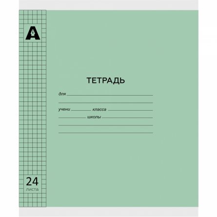 Тетрадь 24л., клетка, обложка пластик, Alingar, скрепка, блок офсет, 100% белизна,  "Зелёный" фото 3