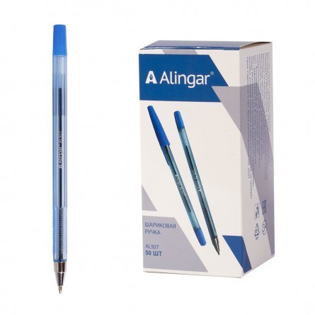 Ручка шариковая Alingar, 0,7 мм, синяя, металлический наконечник, грип, шестигранный, тонированный, пластиковый корпус, картонная упаковка фото 1