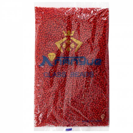 Бисер Alingar размер №8 вес 450 гр., красный глянец, непрозрачный, пакет фото 1
