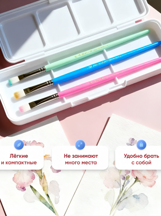 Набор кистей Yalong, 6 шт, нейлон, плоские №2, №4, №6, №8, №10, №12, разноцветные, деревянная ручка, блистер, европодвес фото 4