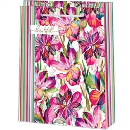 Пакет подарочный бумажный Мир открыток (М) 18*22,7 см, "Красивые цветы-2", ламинация фото 1