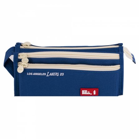 Пенал - косметичка Alingar, ткань, молния, 2 отделения, 2 боковых кармана, липучка, петля, 200 х 90 х 45 мм, "LA LAKERS 23", микс (син, черн, бирюз) фото 2