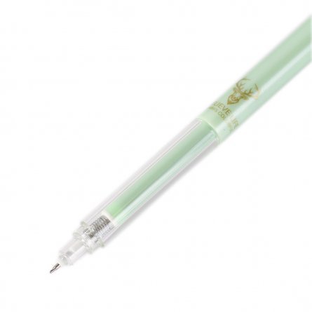 Ручка гелевая Alingar "Белый олень", 0,5 мм, черная, автоматическая, игольчатый наконечник, круглый цветной  пластиковый корпус, картонная упаковка фото 2