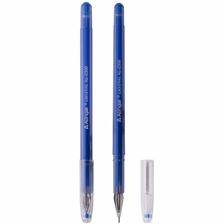 Ручка гелевая Alingar, "Cristal", 0,5 мм, синяя, игольчатый наконечник, круглый, пластиковый корпус, в уп. 12 шт., картонная упаковка фото 2