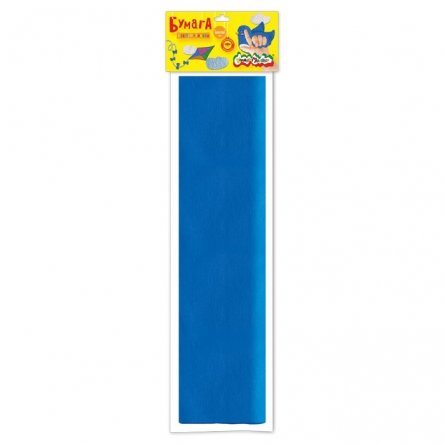 Бумага крепированная Каляка-Маляка, 50х250 см, плотность 32 г/м2, 1 рулон, 1 цвет синий, пакет с европодвесом фото 1