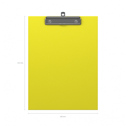 Планшет с верхним зажимом ErichKrause, А4, 230х315х3 мм, ламинированный картон, 2000 мкм, "Neon" желтый фото 2