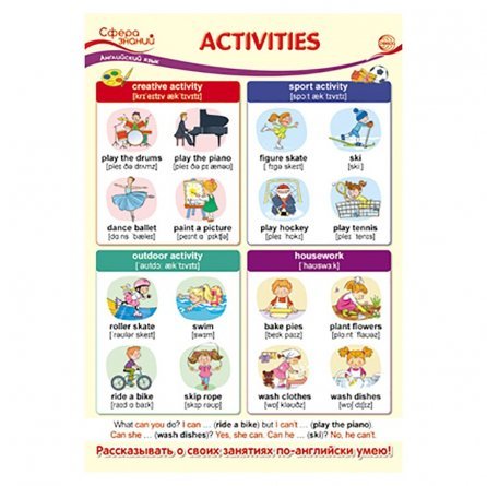 Плакат обучающий А3, "Английский язык в начальной школе. Activities" ТЦ Сфера фото 1
