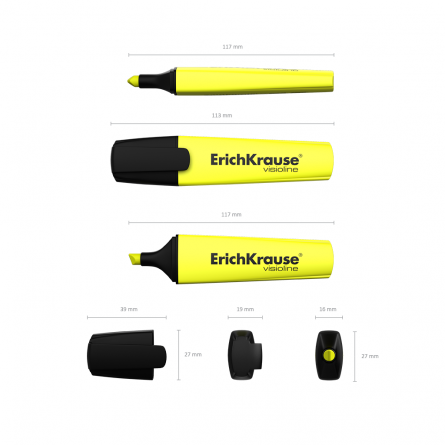 Текстовыделитель, жёлтый, Erich Krause, "Visioline V-12 Neon" скошенный, 0,6-5.2 мм фото 2