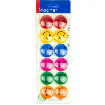 Магниты для доски Alingar "Smile" 30мм., 12шт в наборе, цвета ассорти, 7,5*21,5 фото 1